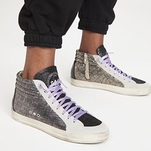 P448 Women's Skate High Top Glitter Platform Sneakers